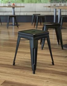 Flash Furniture Metal Dining Table Height Stool - Backless Black Kai Commercial Grade Stool - 18 Inch Stackable Dining Chair - Set of 4