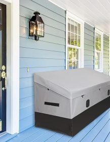 Outdoor Waterproof Storage Box, 150 Gallon, Waterproof PE Tarpaulin Deck Box w/Galvanized Metal Frame, All-Weather Protection & Portable, for Porch, Garden, Poolside, and Yard (Black & Grey)