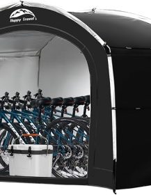 Happy Travel Bike Storage Shed Tent,Outdoor Portable Bicycle Storage Sheds with 210D Oxford Fabric PU4000 Waterproof for 2/3/4/6/8 Bikes,Bike Covers Shelter for Motorcycle,Garden Tools,Toys,Lawn Mower