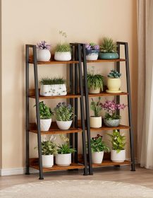 Furologee 4-Tier Ladder Shelf, Ladder Bookshelf with Removable Drawer, Rustic Bookcase Storage Rack Organizer, Wood Metal Freestanding Storage Shelves for Living Room, Home Office, Bedroom, Kitchen